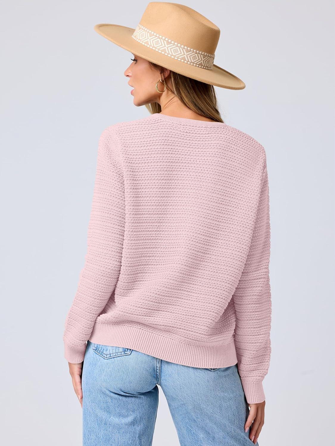 imageANRABESS Womens Cardigan Sweater Long Sleeve Button Down Lady Tweed Knit Jackets 2025 Fall OutfitsPink