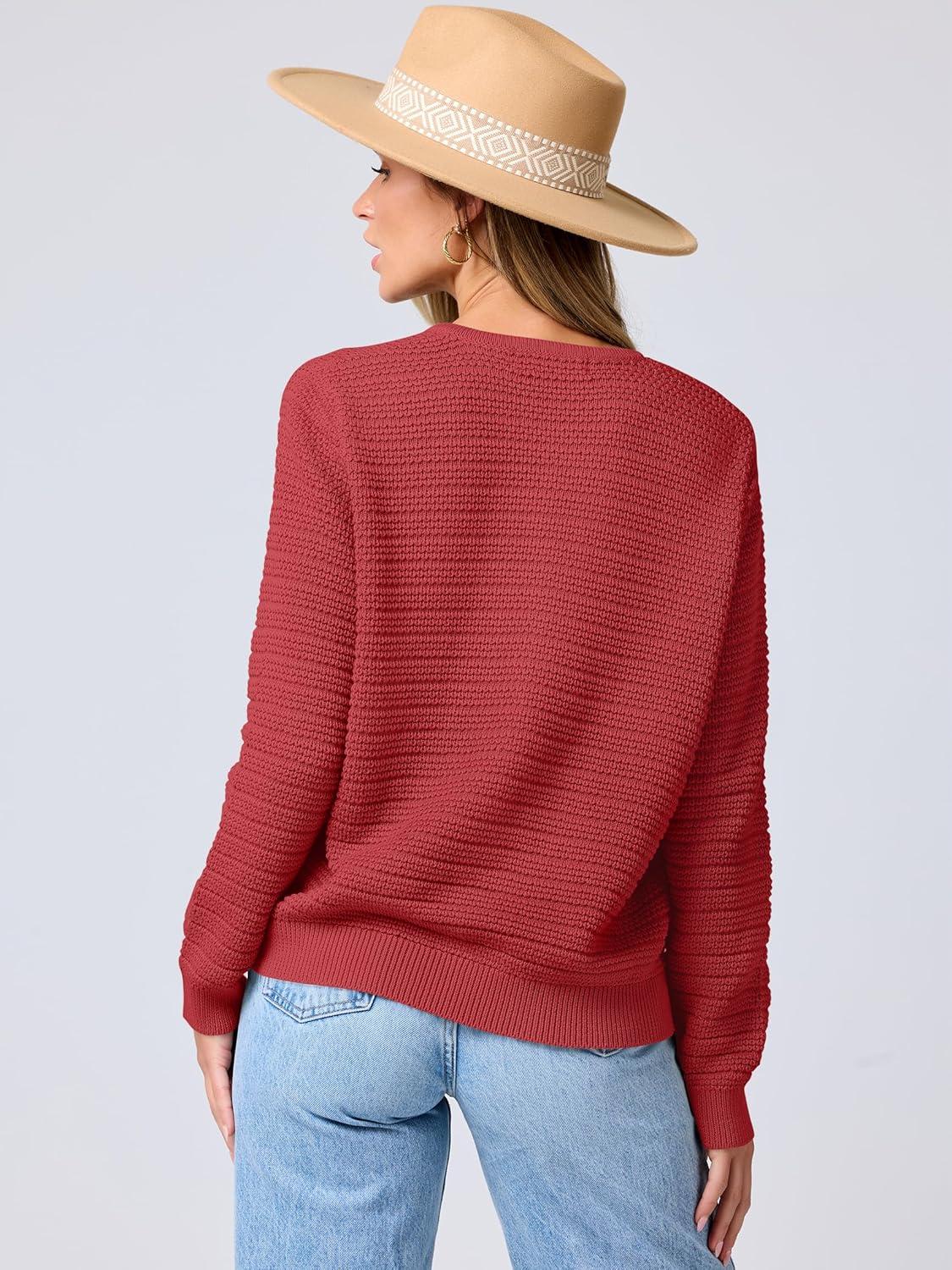 imageANRABESS Womens Cardigan Sweater Long Sleeve Button Down Lady Tweed Knit Jackets 2025 Fall OutfitsRed