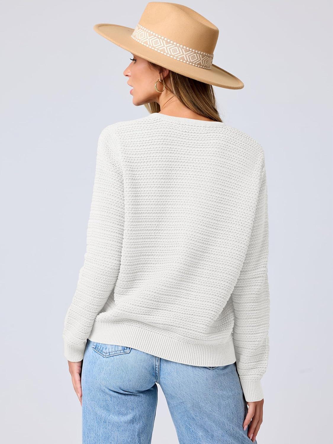 imageANRABESS Womens Cardigan Sweater Long Sleeve Button Down Lady Tweed Knit Jackets 2025 Fall OutfitsWhite