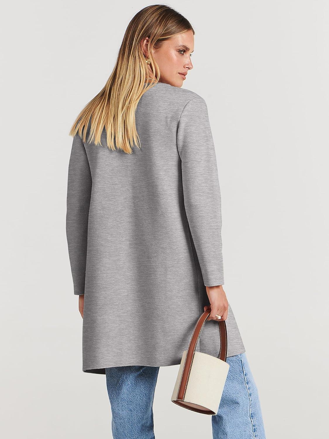 imageANRABESS Womens Cardigan Sweater Open Front Knit Long Coatigan Dressy Casual Jacket Coat 2025 Fall Outfits Classy ClothesGray