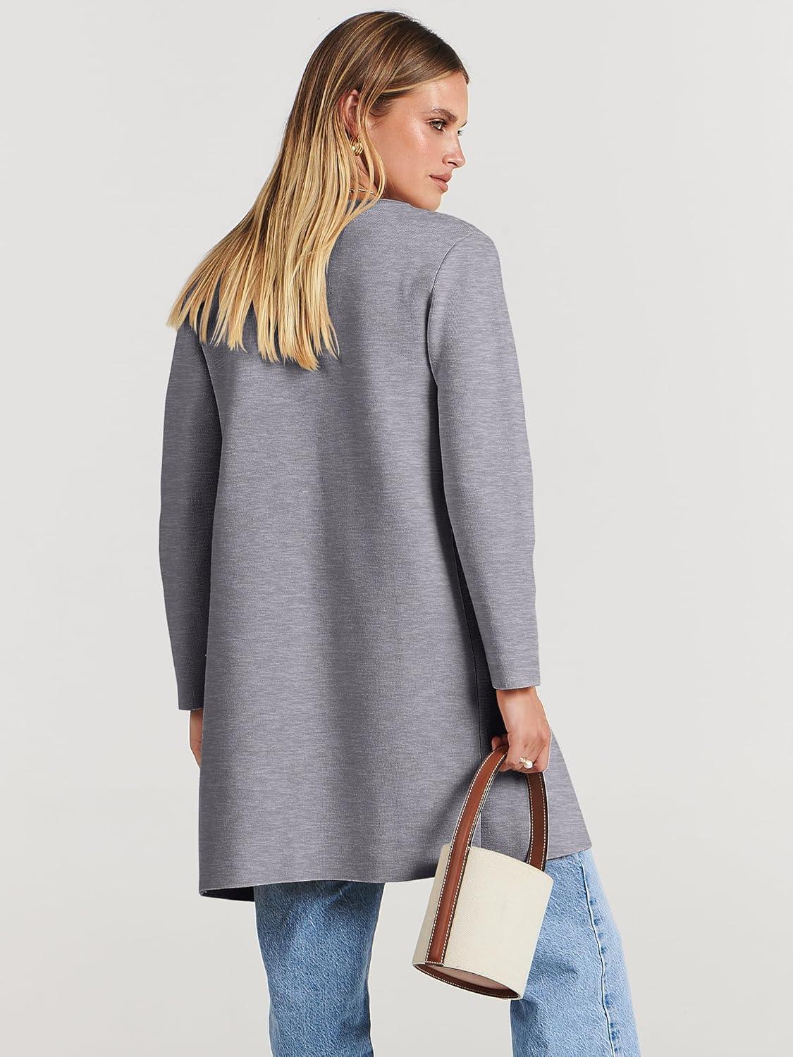 imageANRABESS Womens Cardigan Sweater Open Front Knit Long Coatigan Dressy Casual Jacket Coat 2025 Fall Outfits Classy ClothesGrey