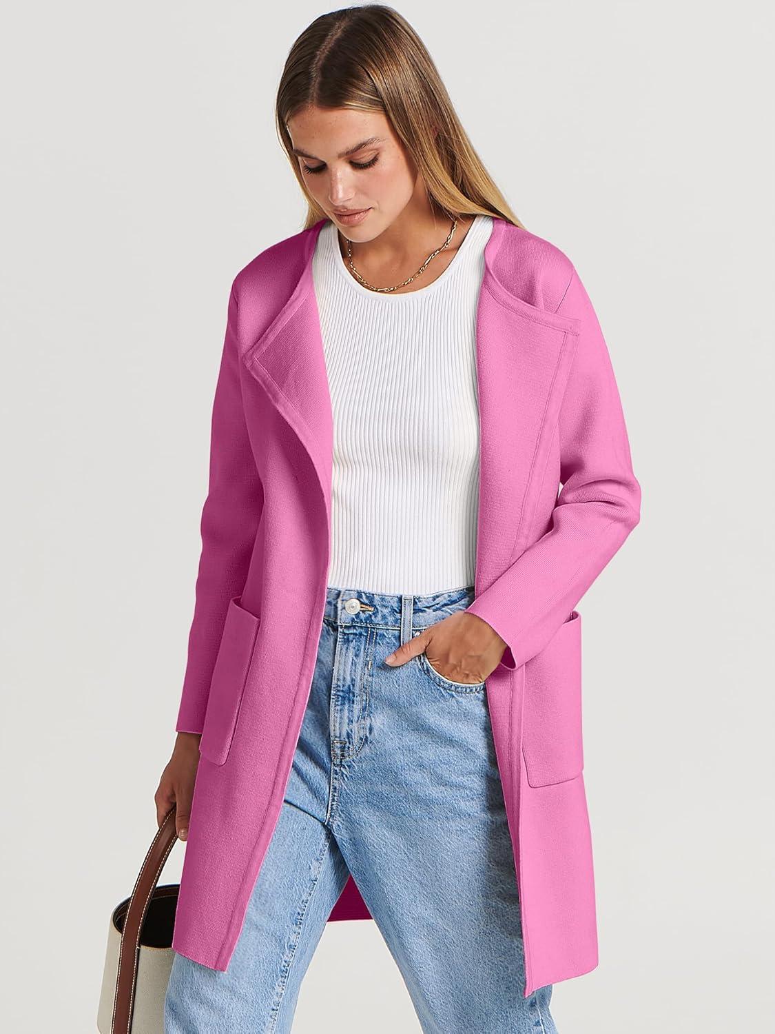 imageANRABESS Womens Cardigan Sweater Open Front Knit Long Coatigan Dressy Casual Jacket Coat 2025 Fall Outfits Classy ClothesRose