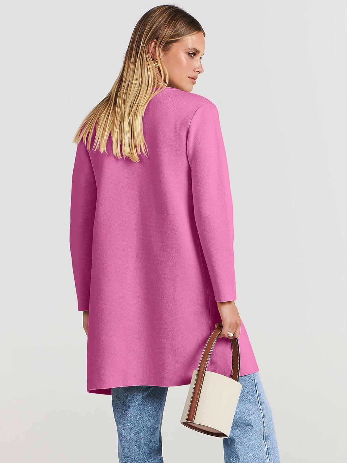 imageANRABESS Womens Cardigan Sweater Open Front Knit Long Coatigan Dressy Casual Jacket Coat 2025 Fall Outfits Classy ClothesRose