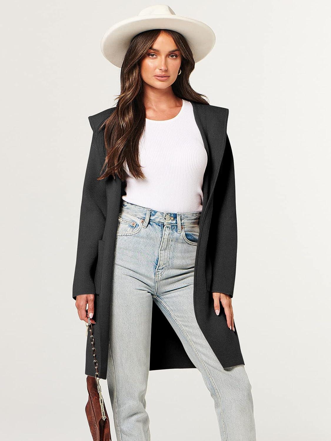 imageANRABESS Womens Cardigan Sweater Oversized Coatigan Knitted Hooded Coat 2025 Fall Outfits OutwearBlack