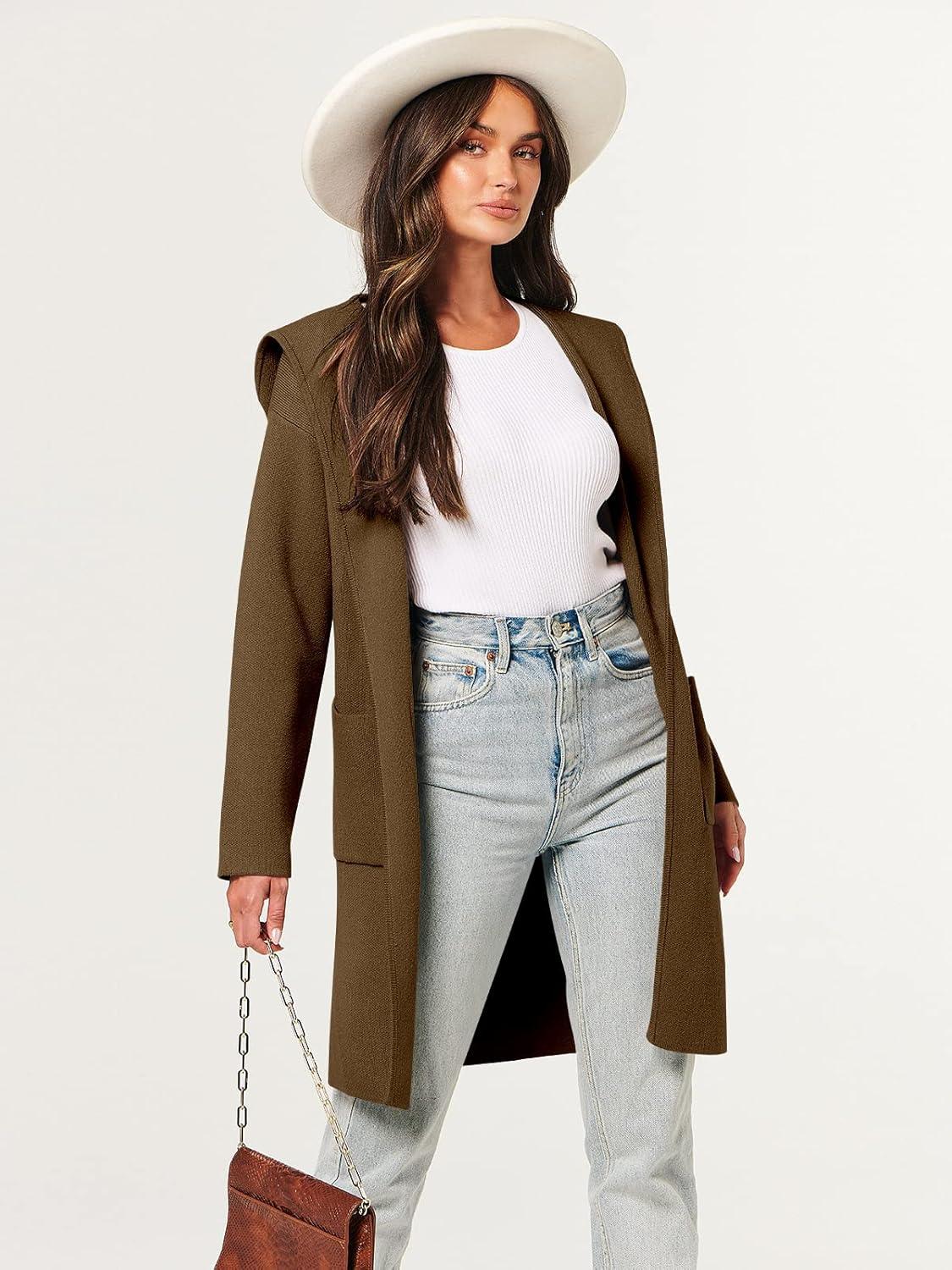 imageANRABESS Womens Cardigan Sweater Oversized Coatigan Knitted Hooded Coat 2025 Fall Outfits OutwearBrown