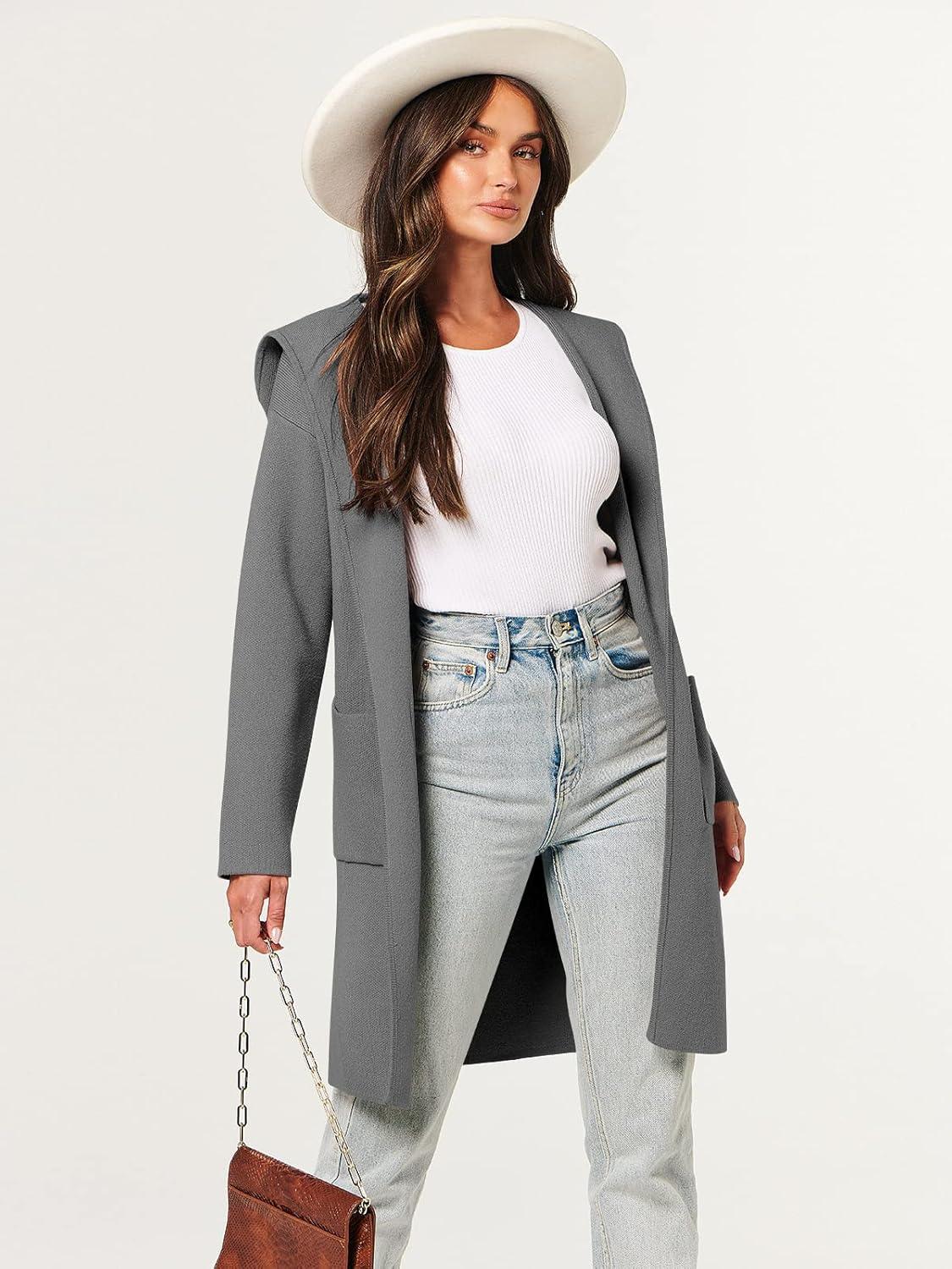 imageANRABESS Womens Cardigan Sweater Oversized Coatigan Knitted Hooded Coat 2025 Fall Outfits OutwearGray