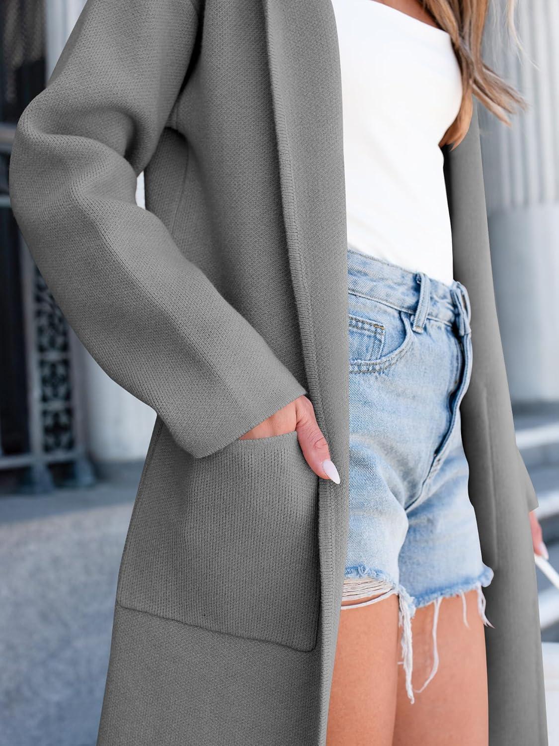 imageANRABESS Womens Cardigan Sweater Oversized Coatigan Knitted Hooded Coat 2025 Fall Outfits OutwearGray