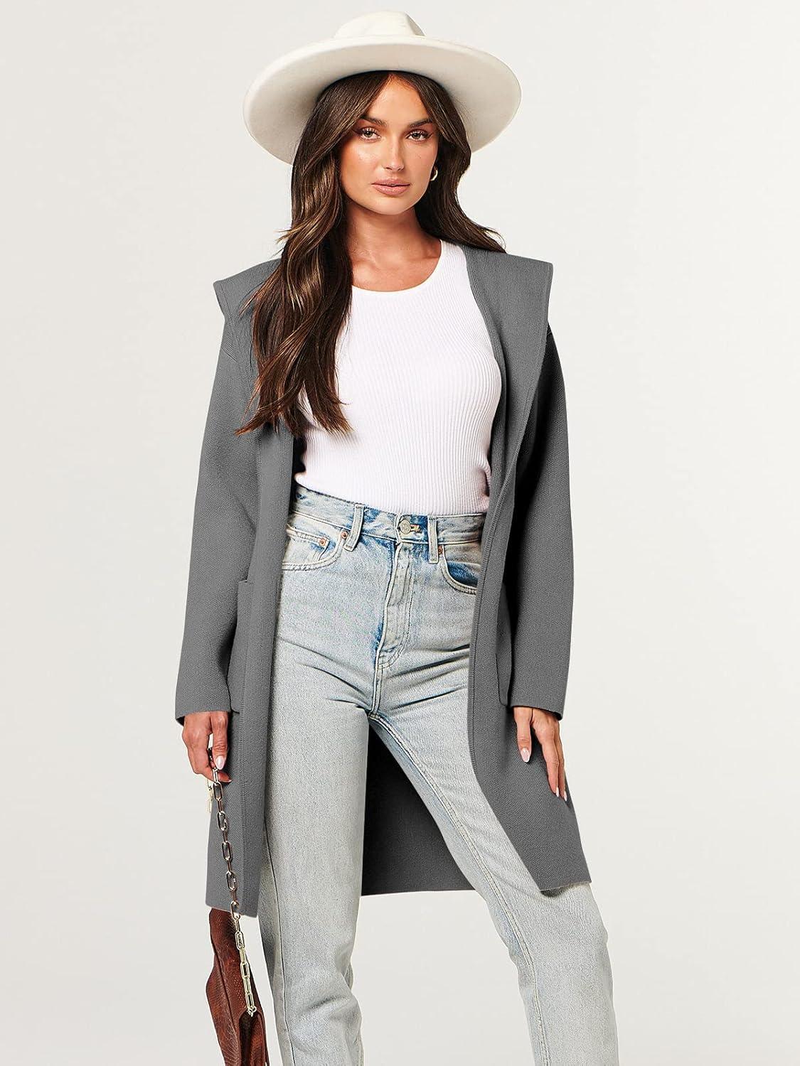 imageANRABESS Womens Cardigan Sweater Oversized Coatigan Knitted Hooded Coat 2025 Fall Outfits OutwearGray