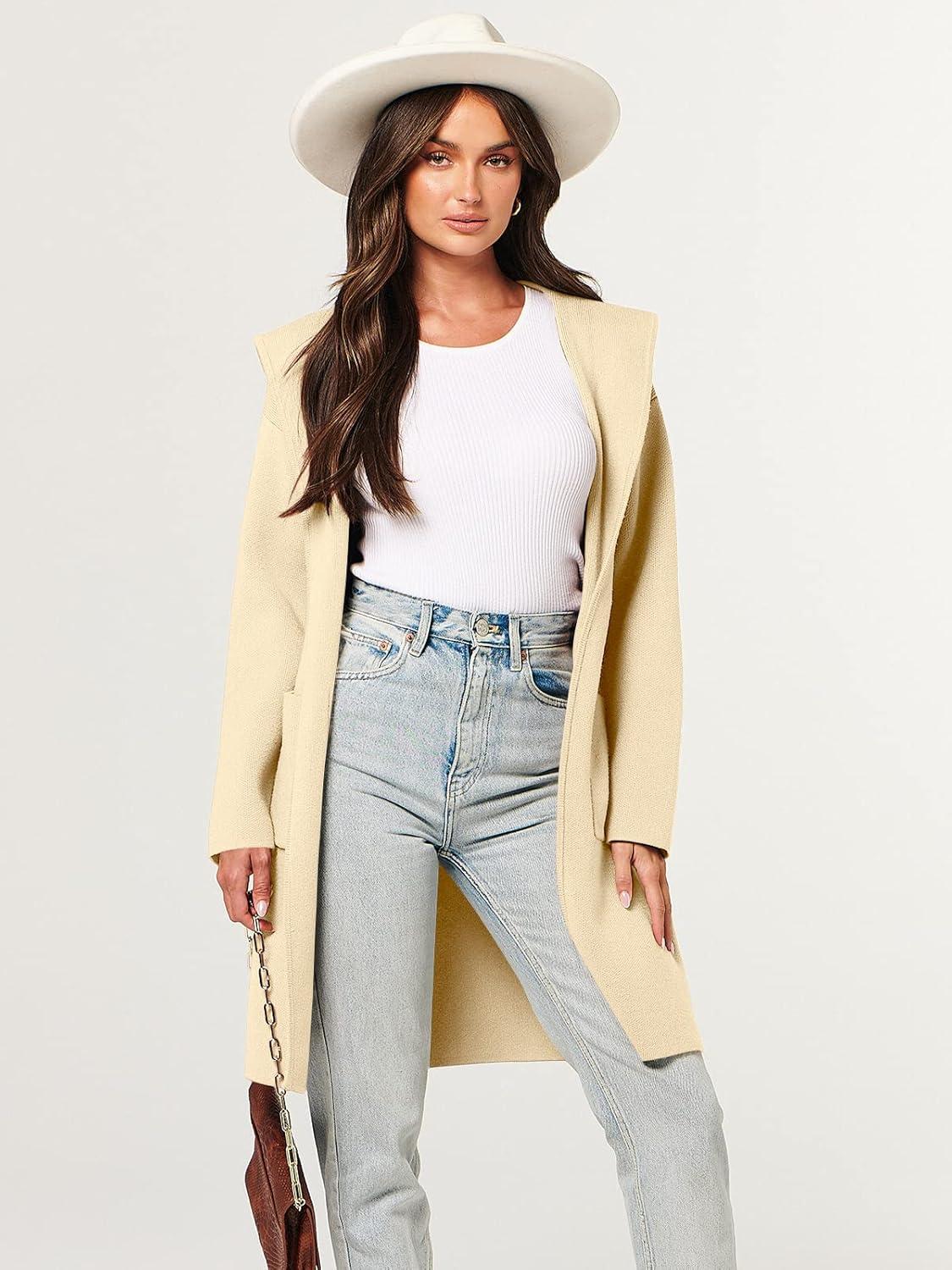 imageANRABESS Womens Cardigan Sweater Oversized Coatigan Knitted Hooded Coat 2025 Fall Outfits OutwearKhaki Beige