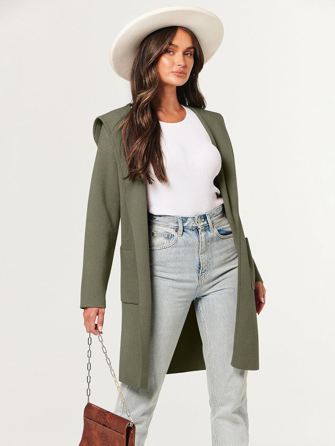 imageANRABESS Womens Cardigan Sweater Oversized Coatigan Knitted Hooded Coat 2025 Fall Outfits OutwearLight Green