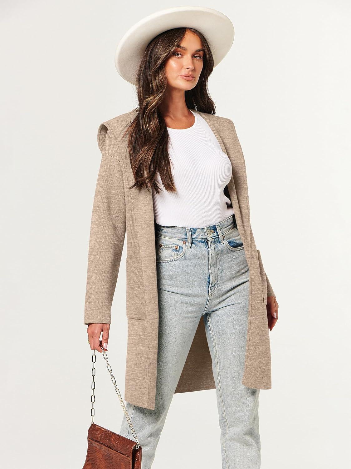 imageANRABESS Womens Cardigan Sweater Oversized Coatigan Knitted Hooded Coat 2025 Fall Outfits OutwearLight Khaki