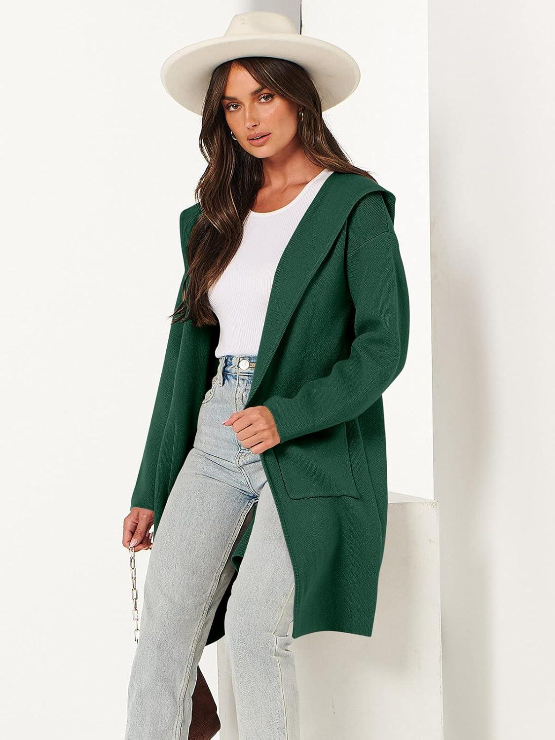 imageANRABESS Womens Cardigan Sweater Oversized Coatigan Knitted Hooded Coat 2025 Fall Outfits OutwearOpal Green