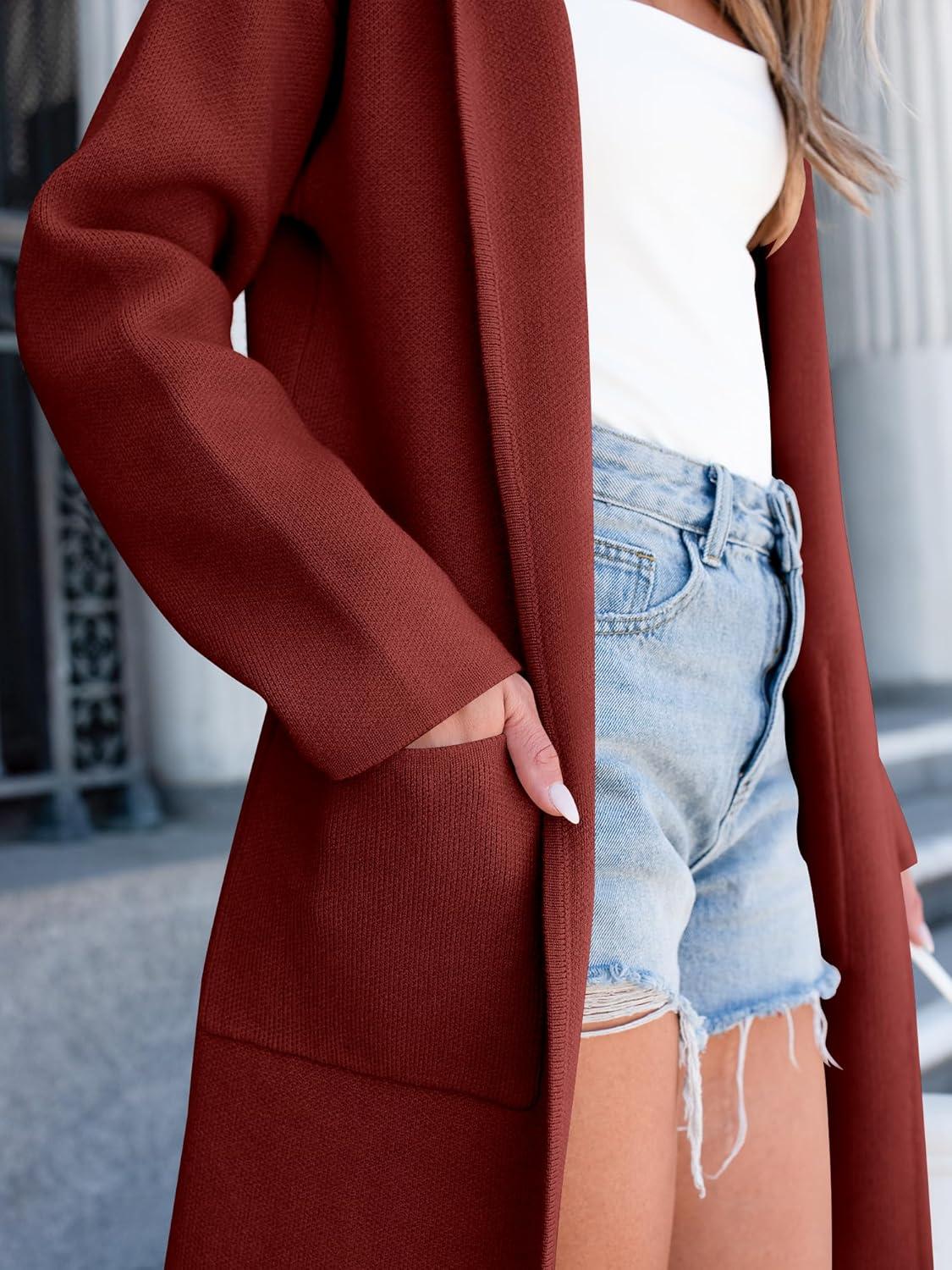 imageANRABESS Womens Cardigan Sweater Oversized Coatigan Knitted Hooded Coat 2025 Fall Outfits OutwearRed