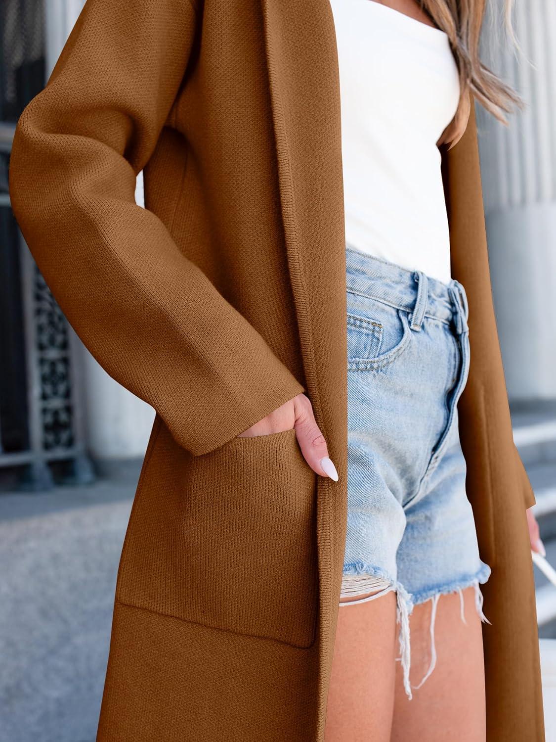 imageANRABESS Womens Cardigan Sweater Oversized Coatigan Knitted Hooded Coat 2025 Fall Outfits OutwearRed Brown