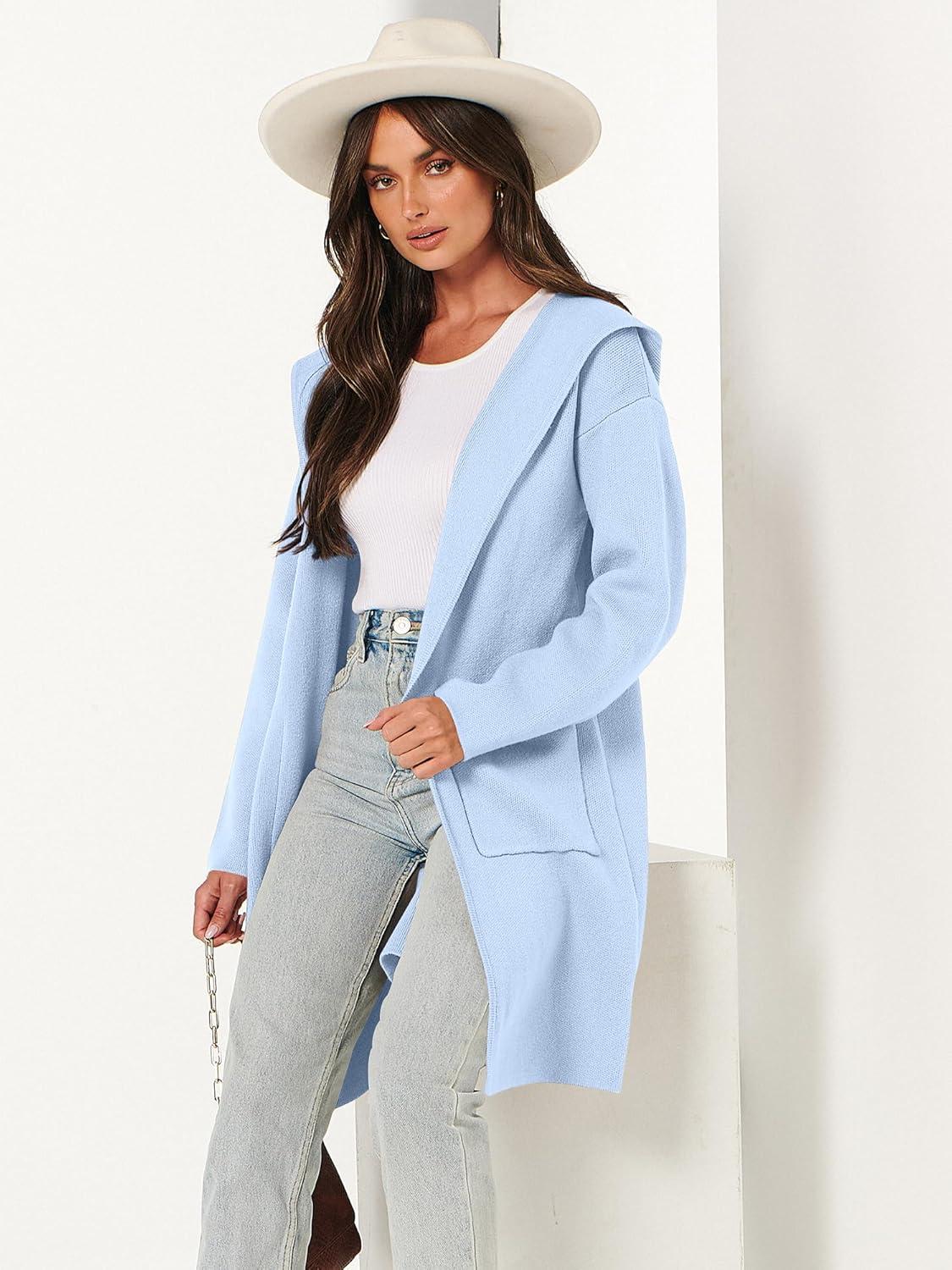 imageANRABESS Womens Cardigan Sweater Oversized Coatigan Knitted Hooded Coat 2025 Fall Outfits OutwearSky