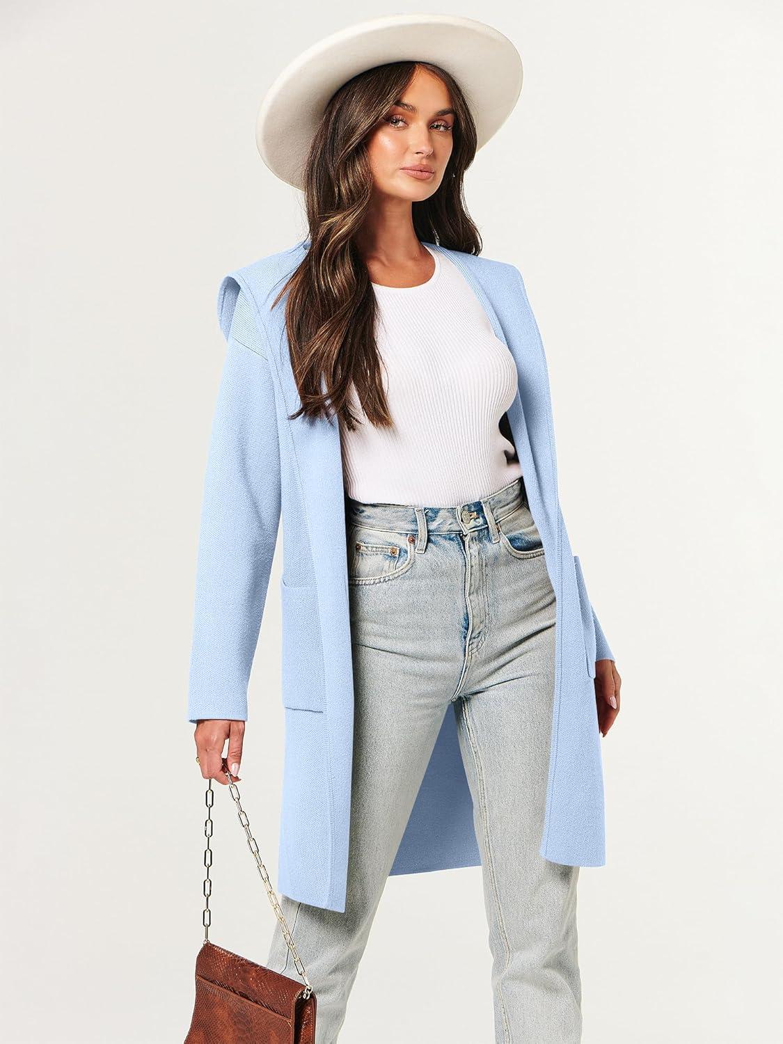 imageANRABESS Womens Cardigan Sweater Oversized Coatigan Knitted Hooded Coat 2025 Fall Outfits OutwearSky