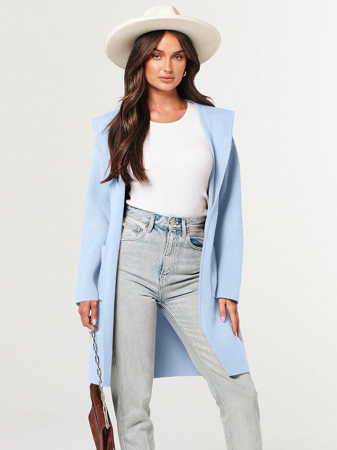 imageANRABESS Womens Cardigan Sweater Oversized Coatigan Knitted Hooded Coat 2025 Fall Outfits OutwearSky