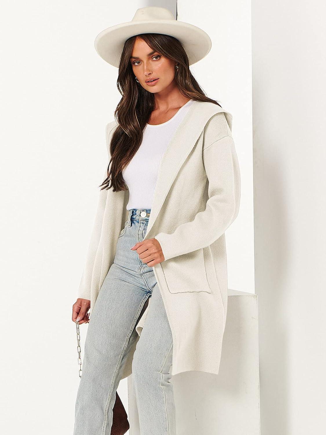 imageANRABESS Womens Cardigan Sweater Oversized Coatigan Knitted Hooded Coat 2025 Fall Outfits OutwearWhite