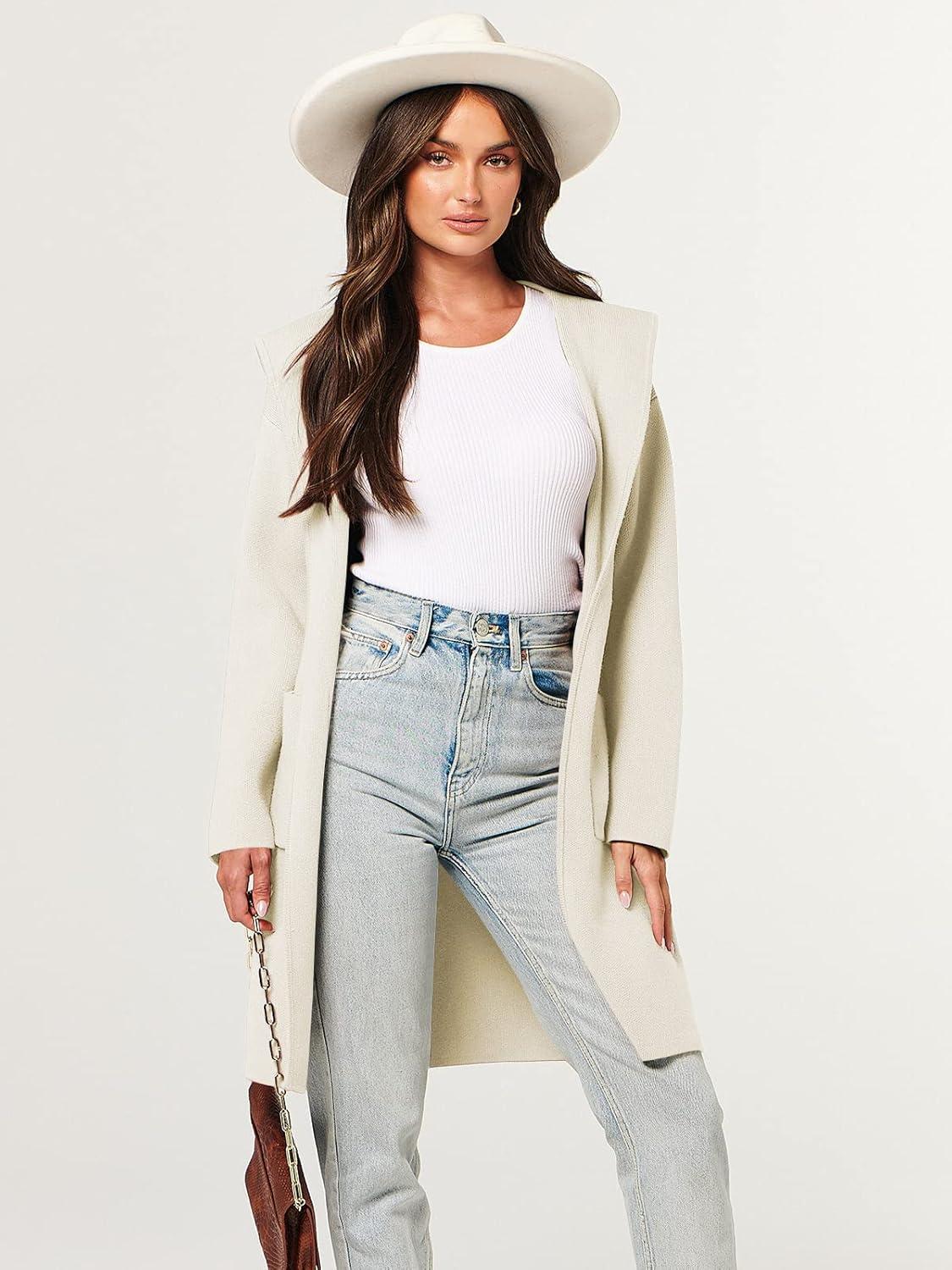 imageANRABESS Womens Cardigan Sweater Oversized Coatigan Knitted Hooded Coat 2025 Fall Outfits OutwearWhite