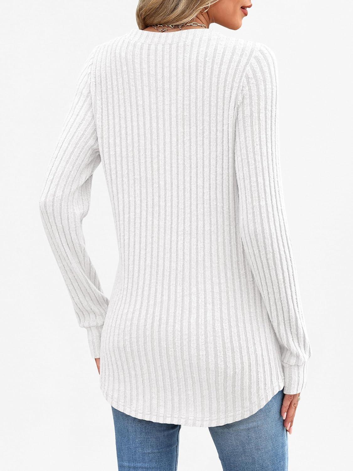 imageANRABESS Womens Henley Shirts Long Sleeve Tunic Tops 2025 Fall Fashion Outfits Ribbed Knit Sweaters Ladies Casual ClothesWhite