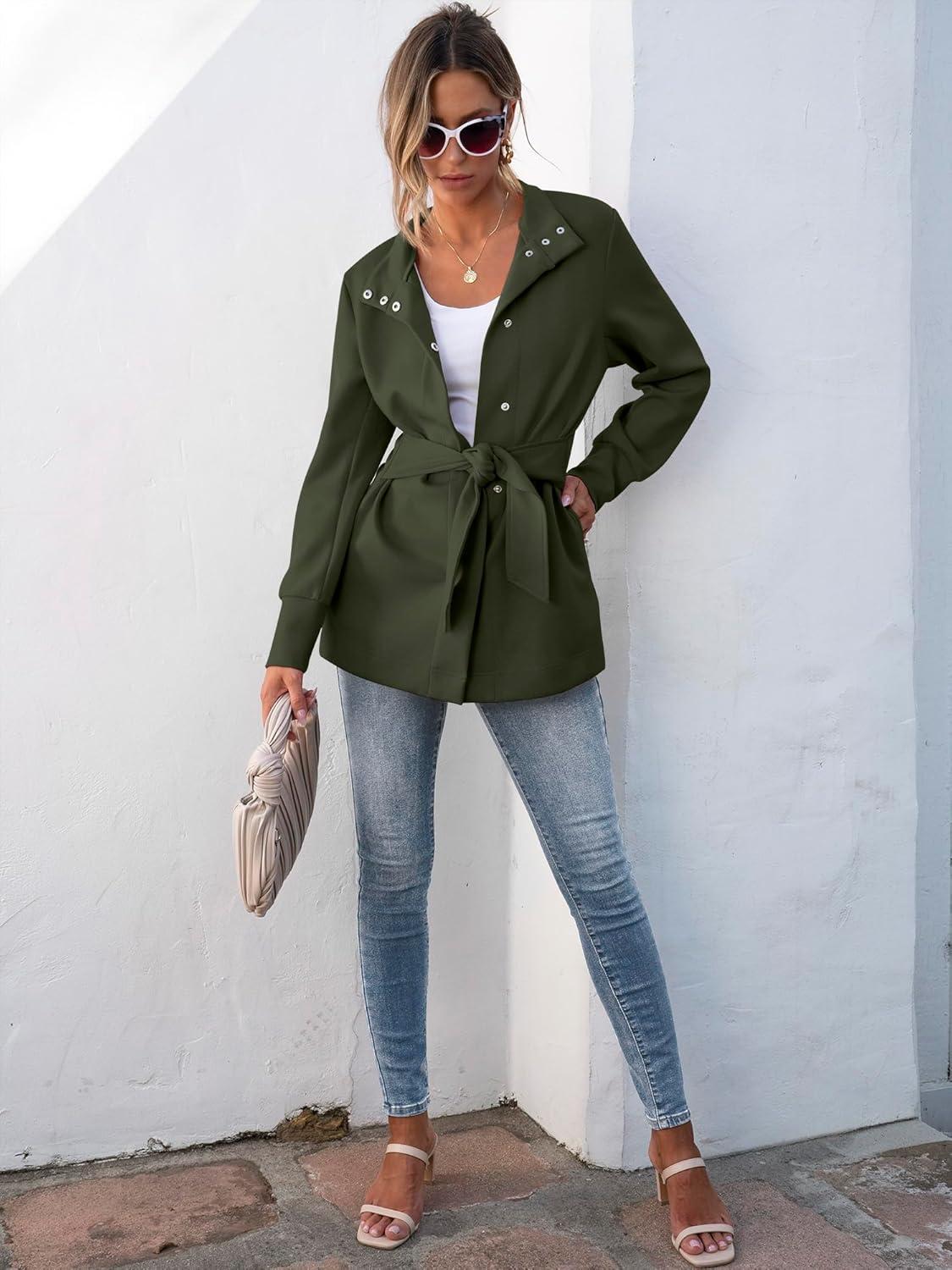 imageANRABESS Womens Jacket Belted Long Sleeve Wrap Trench Coat 2025 Fall Winter Casual Dressy Travel Outerwear with PocketsArmy Green