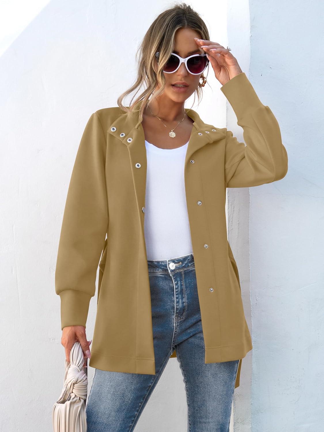 imageANRABESS Womens Jacket Belted Long Sleeve Wrap Trench Coat 2025 Fall Winter Casual Dressy Travel Outerwear with PocketsCamel