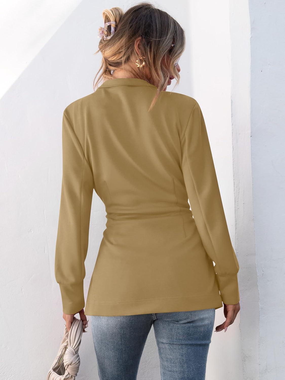 imageANRABESS Womens Jacket Belted Long Sleeve Wrap Trench Coat 2025 Fall Winter Casual Dressy Travel Outerwear with PocketsCamel