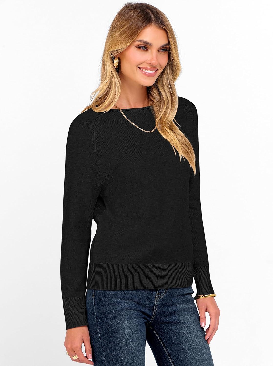 imageANRABESS Womens Long Sleeve Rolled Boat Neck Casual Soft Lightweight Basic Pullover Sweater Top 2025 Fall Shirt Work OutfitsBlack