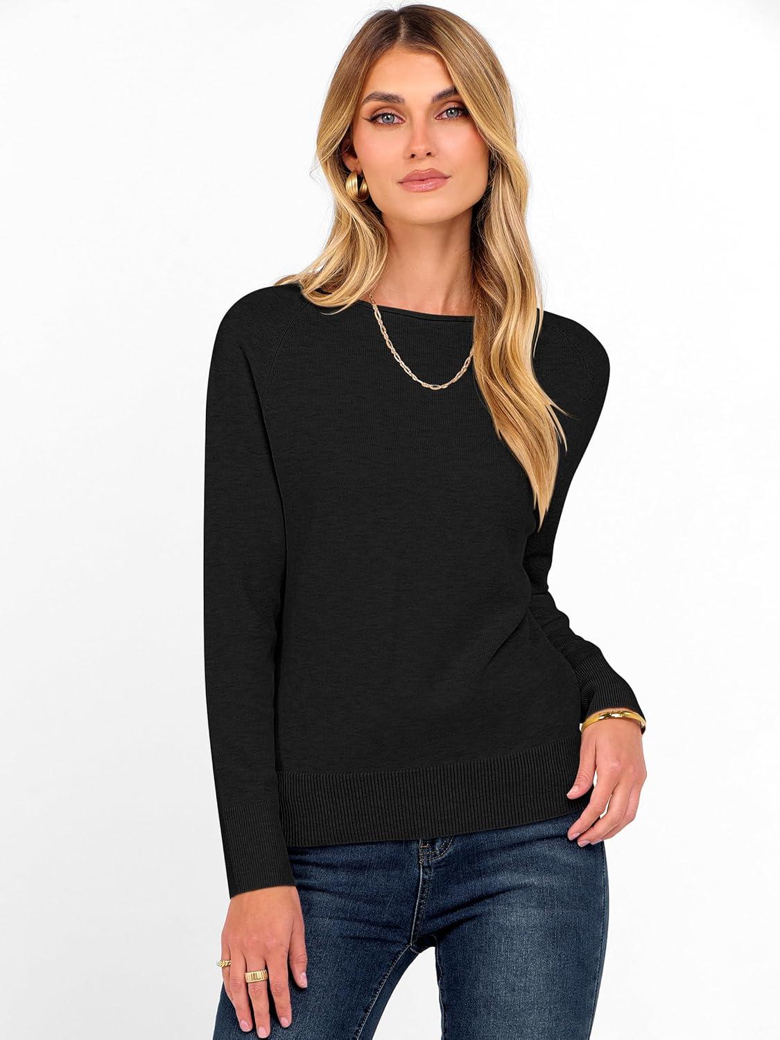 imageANRABESS Womens Long Sleeve Rolled Boat Neck Casual Soft Lightweight Basic Pullover Sweater Top 2025 Fall Shirt Work OutfitsBlack