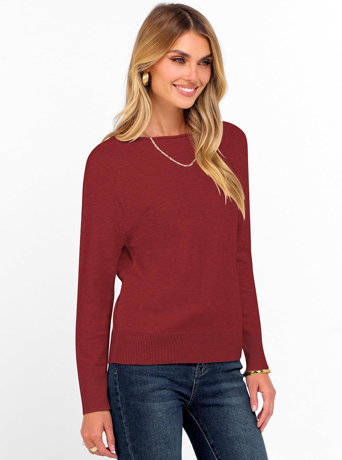 imageANRABESS Womens Long Sleeve Rolled Boat Neck Casual Soft Lightweight Basic Pullover Sweater Top 2025 Fall Shirt Work OutfitsBrick Red