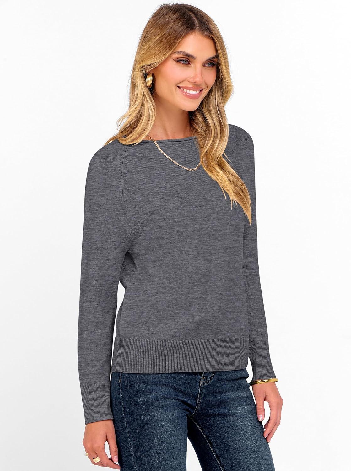 imageANRABESS Womens Long Sleeve Rolled Boat Neck Casual Soft Lightweight Basic Pullover Sweater Top 2025 Fall Shirt Work OutfitsDark Grey