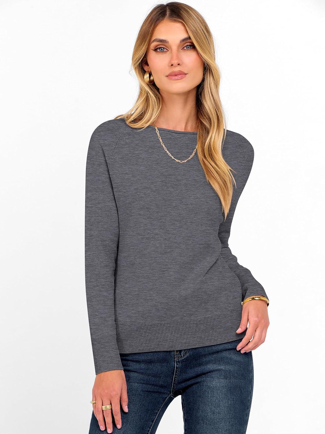 imageANRABESS Womens Long Sleeve Rolled Boat Neck Casual Soft Lightweight Basic Pullover Sweater Top 2025 Fall Shirt Work OutfitsDark Grey