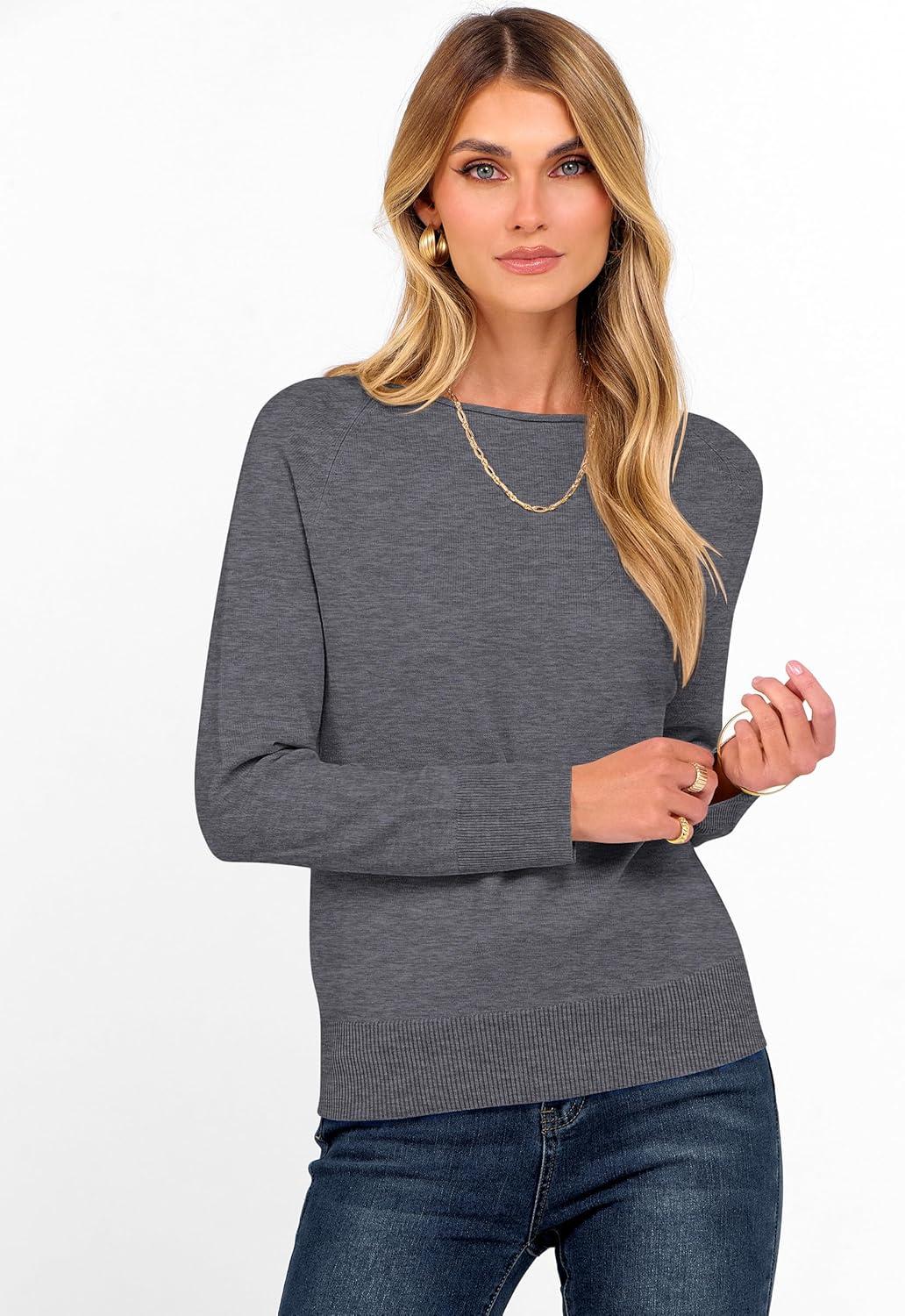 imageANRABESS Womens Long Sleeve Rolled Boat Neck Casual Soft Lightweight Basic Pullover Sweater Top 2025 Fall Shirt Work OutfitsDark Grey