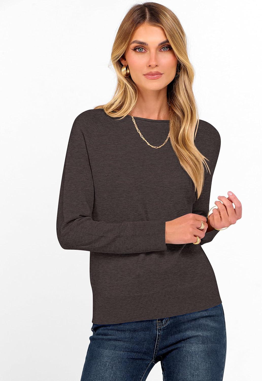 imageANRABESS Womens Long Sleeve Rolled Boat Neck Casual Soft Lightweight Basic Pullover Sweater Top 2025 Fall Shirt Work OutfitsDeep Taupe