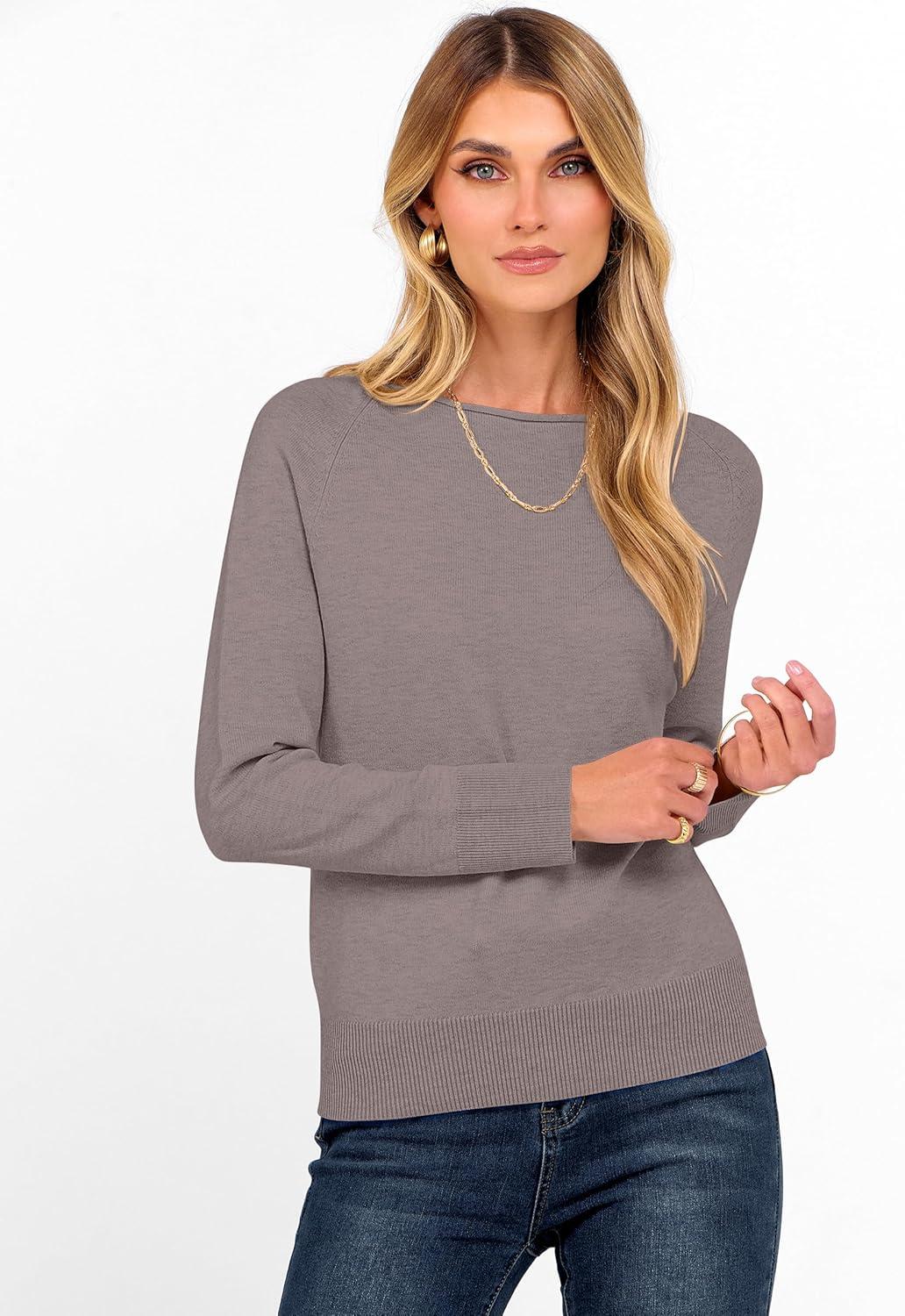 imageANRABESS Womens Long Sleeve Rolled Boat Neck Casual Soft Lightweight Basic Pullover Sweater Top 2025 Fall Shirt Work OutfitsGrey Khaki