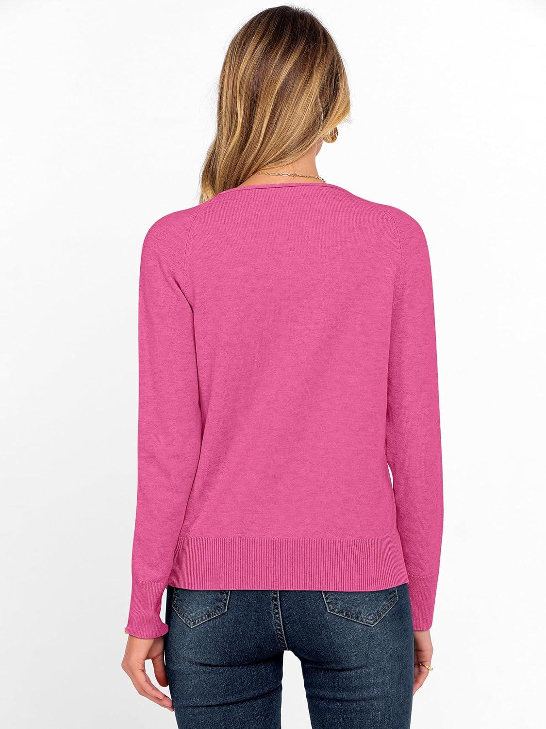 imageANRABESS Womens Long Sleeve Rolled Boat Neck Casual Soft Lightweight Basic Pullover Sweater Top 2025 Fall Shirt Work OutfitsHot Pink