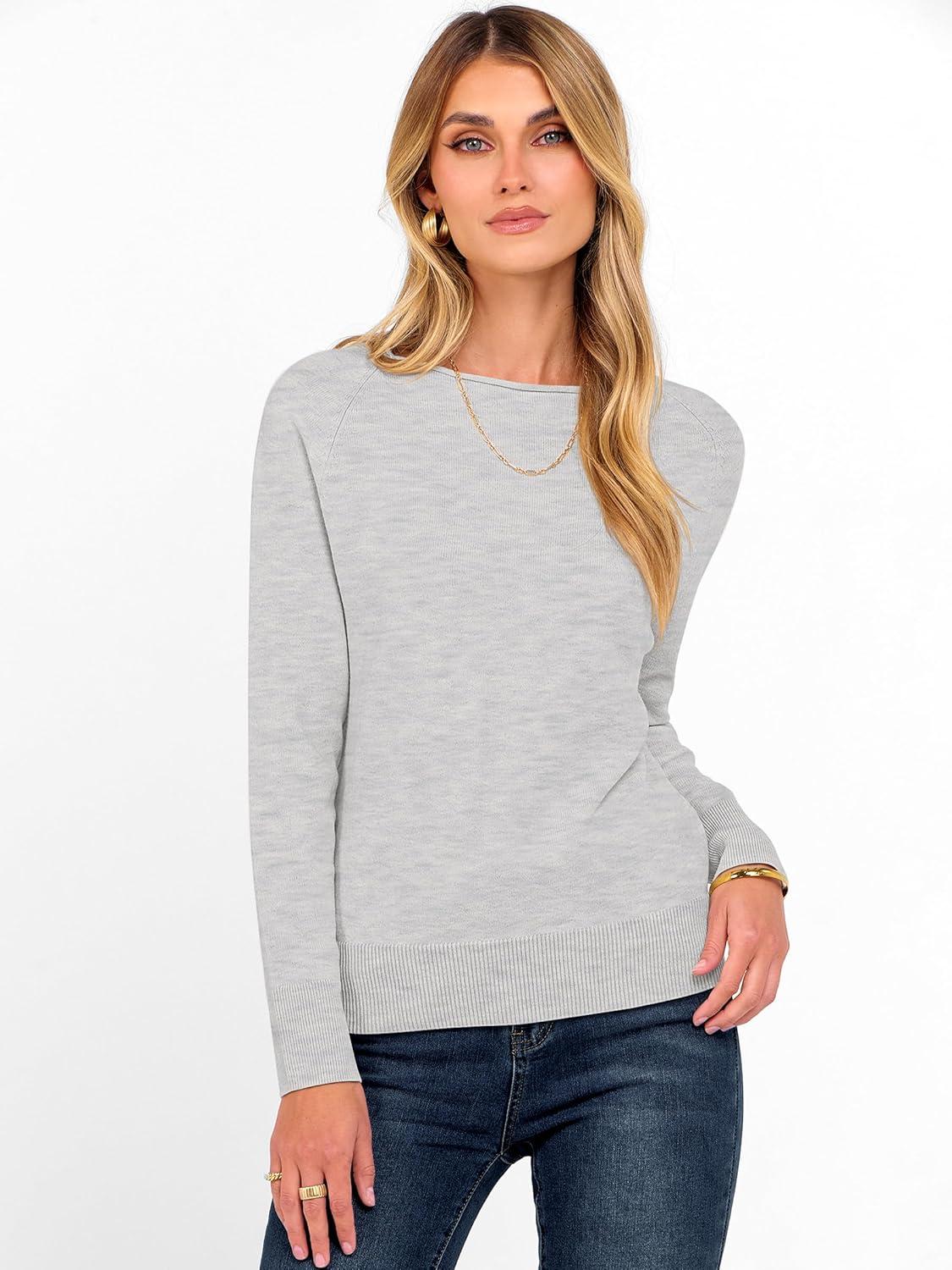 imageANRABESS Womens Long Sleeve Rolled Boat Neck Casual Soft Lightweight Basic Pullover Sweater Top 2025 Fall Shirt Work OutfitsLight Grey
