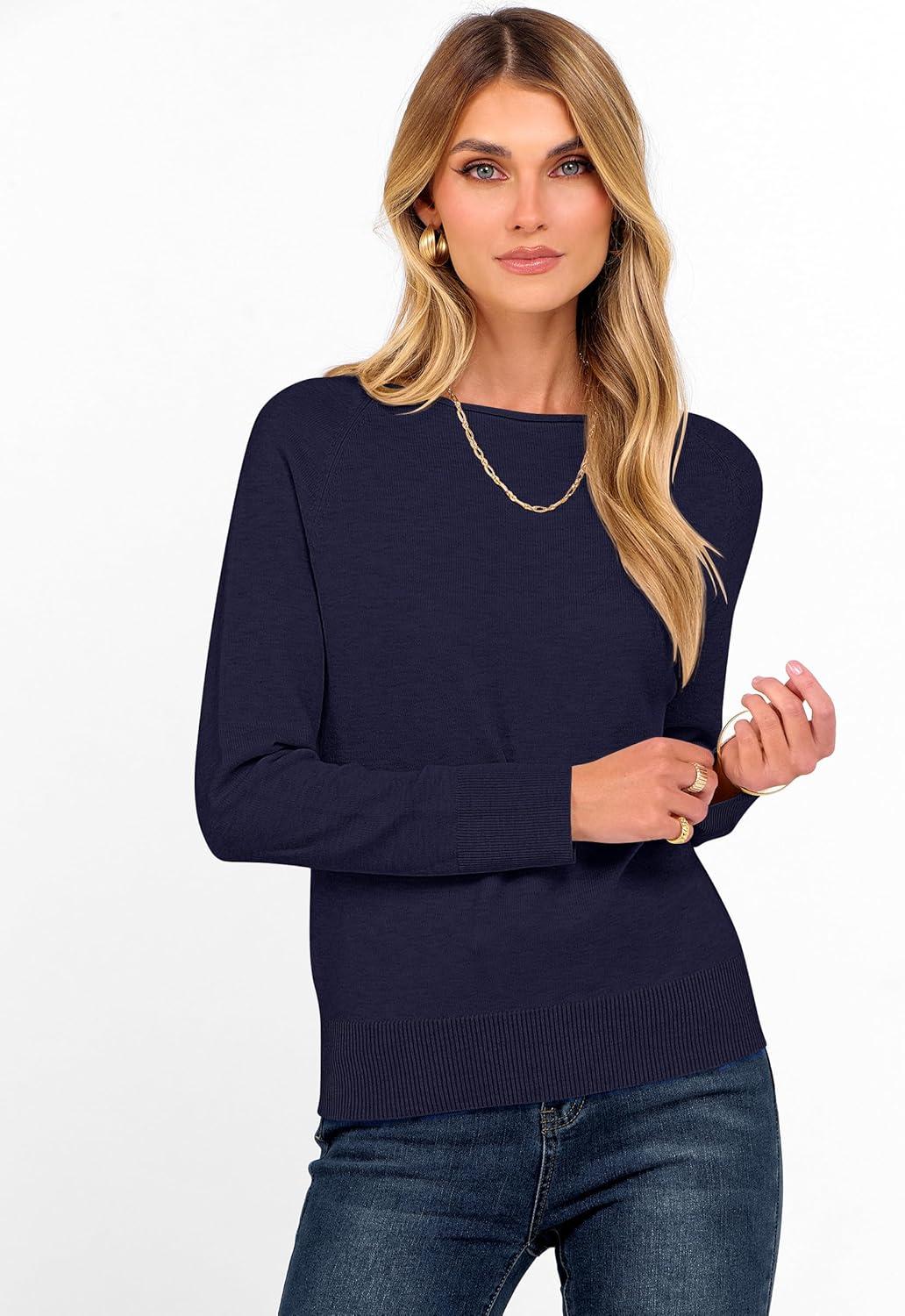 imageANRABESS Womens Long Sleeve Rolled Boat Neck Casual Soft Lightweight Basic Pullover Sweater Top 2025 Fall Shirt Work OutfitsNavy Blue