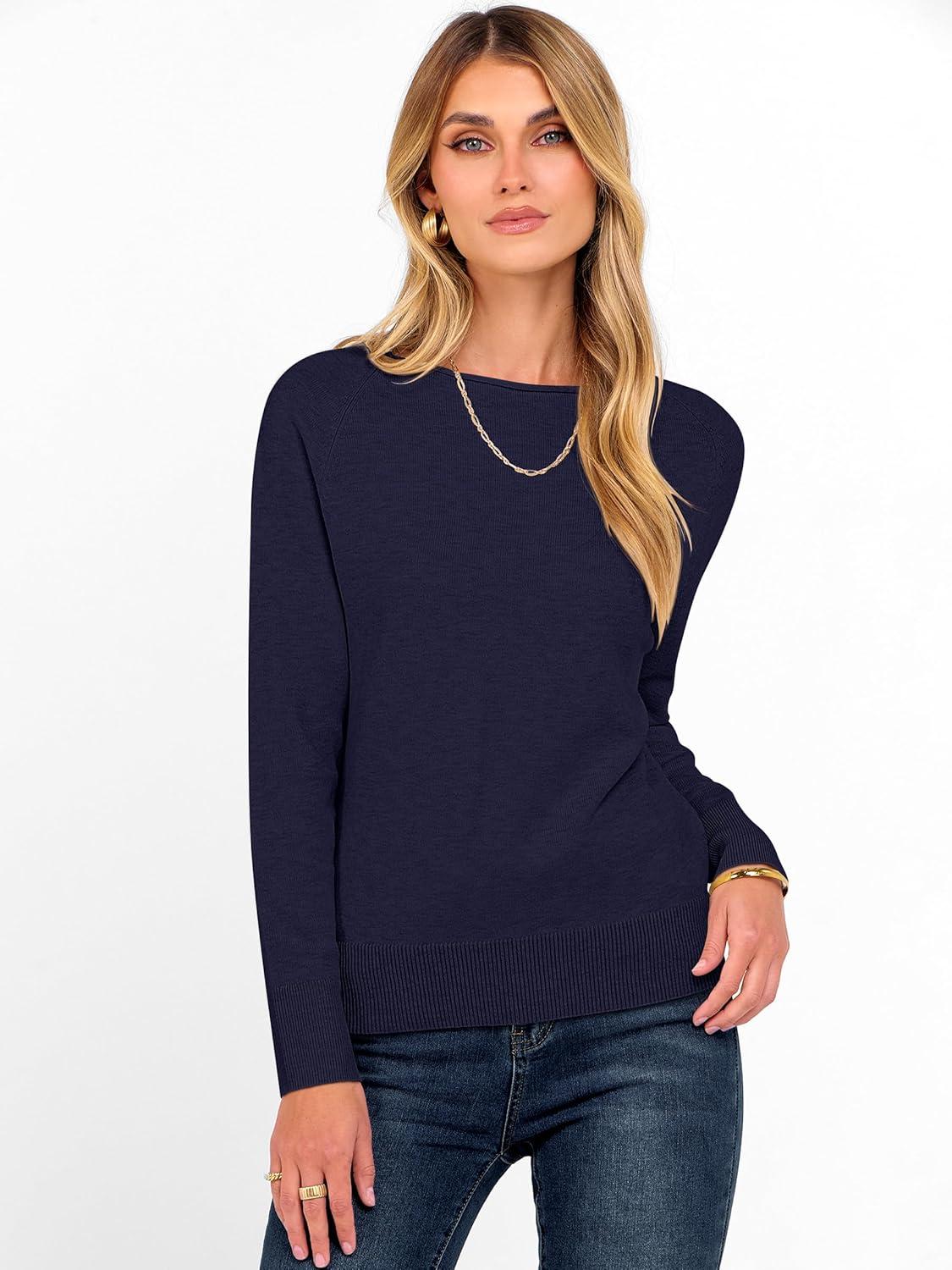 imageANRABESS Womens Long Sleeve Rolled Boat Neck Casual Soft Lightweight Basic Pullover Sweater Top 2025 Fall Shirt Work OutfitsNavy Blue
