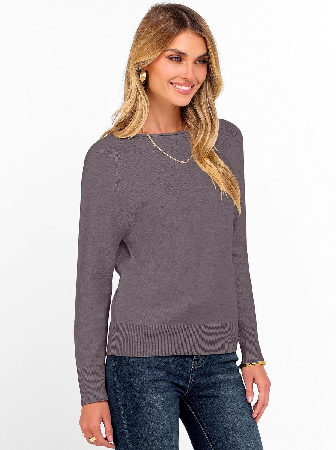 imageANRABESS Womens Long Sleeve Rolled Boat Neck Casual Soft Lightweight Basic Pullover Sweater Top 2025 Fall Shirt Work OutfitsNutmeg