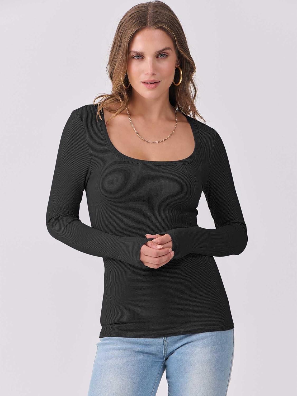 imageANRABESS Womens Long Sleeve Shirts Scoop Neck Ribbed Knit Slim Fitted Tops Casual Basic Tee 2025 Fall Fashion Outfits ClothesBlack