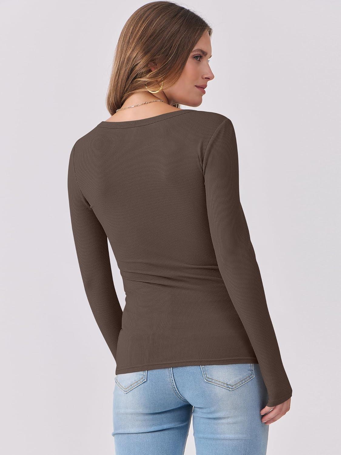 imageANRABESS Womens Long Sleeve Shirts Scoop Neck Ribbed Knit Slim Fitted Tops Casual Basic Tee 2025 Fall Fashion Outfits ClothesCoffee