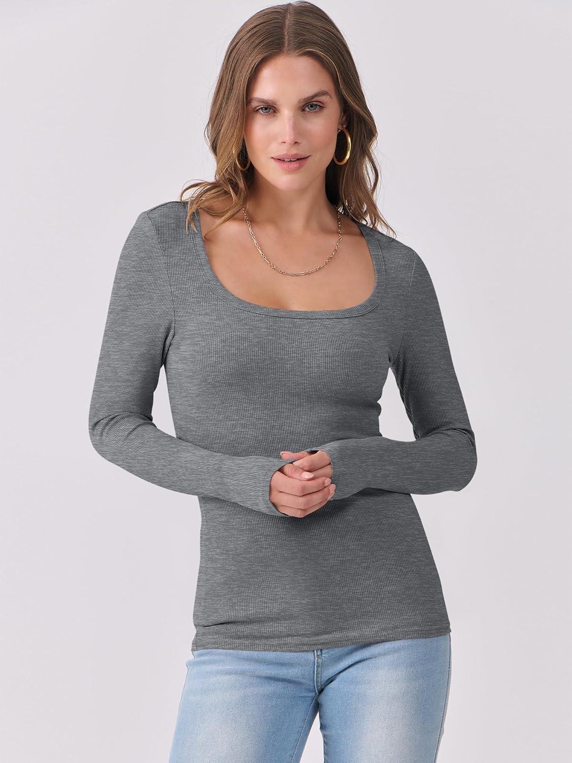 imageANRABESS Womens Long Sleeve Shirts Scoop Neck Ribbed Knit Slim Fitted Tops Casual Basic Tee 2025 Fall Fashion Outfits ClothesDark Grey