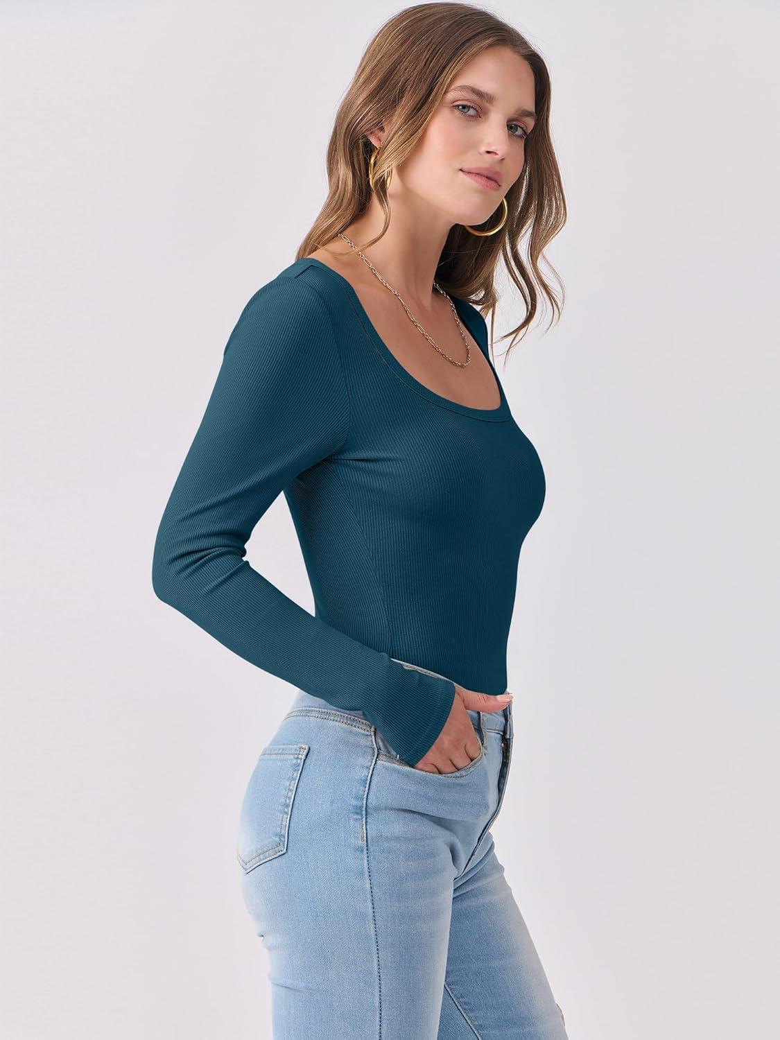 imageANRABESS Womens Long Sleeve Shirts Scoop Neck Ribbed Knit Slim Fitted Tops Casual Basic Tee 2025 Fall Fashion Outfits ClothesDeep Blue