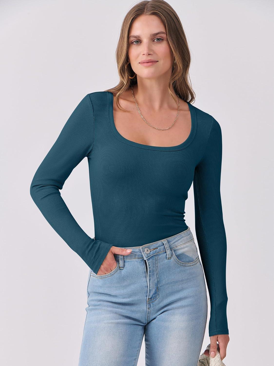 imageANRABESS Womens Long Sleeve Shirts Scoop Neck Ribbed Knit Slim Fitted Tops Casual Basic Tee 2025 Fall Fashion Outfits ClothesDeep Blue