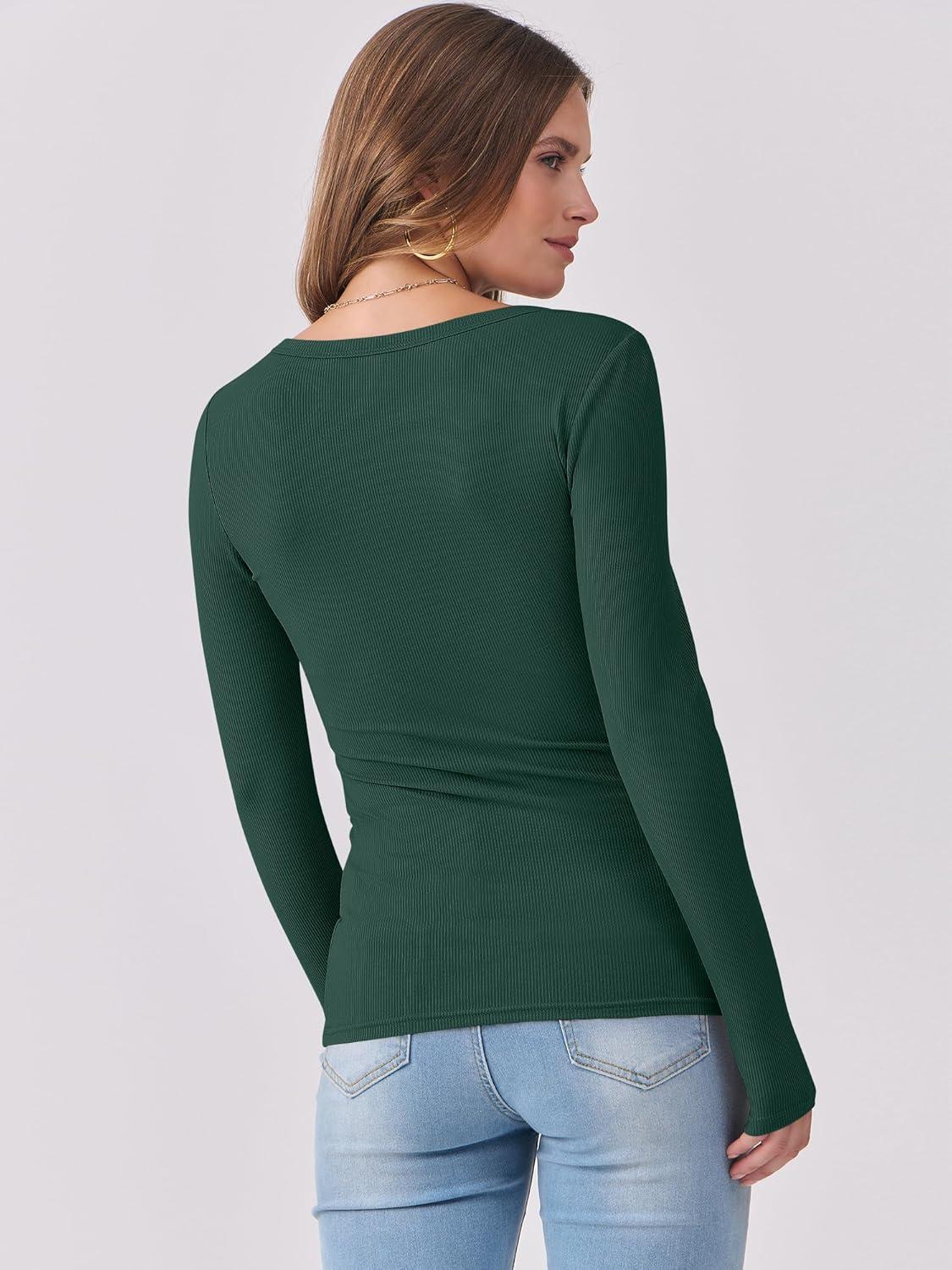 imageANRABESS Womens Long Sleeve Shirts Scoop Neck Ribbed Knit Slim Fitted Tops Casual Basic Tee 2025 Fall Fashion Outfits ClothesDeep Green
