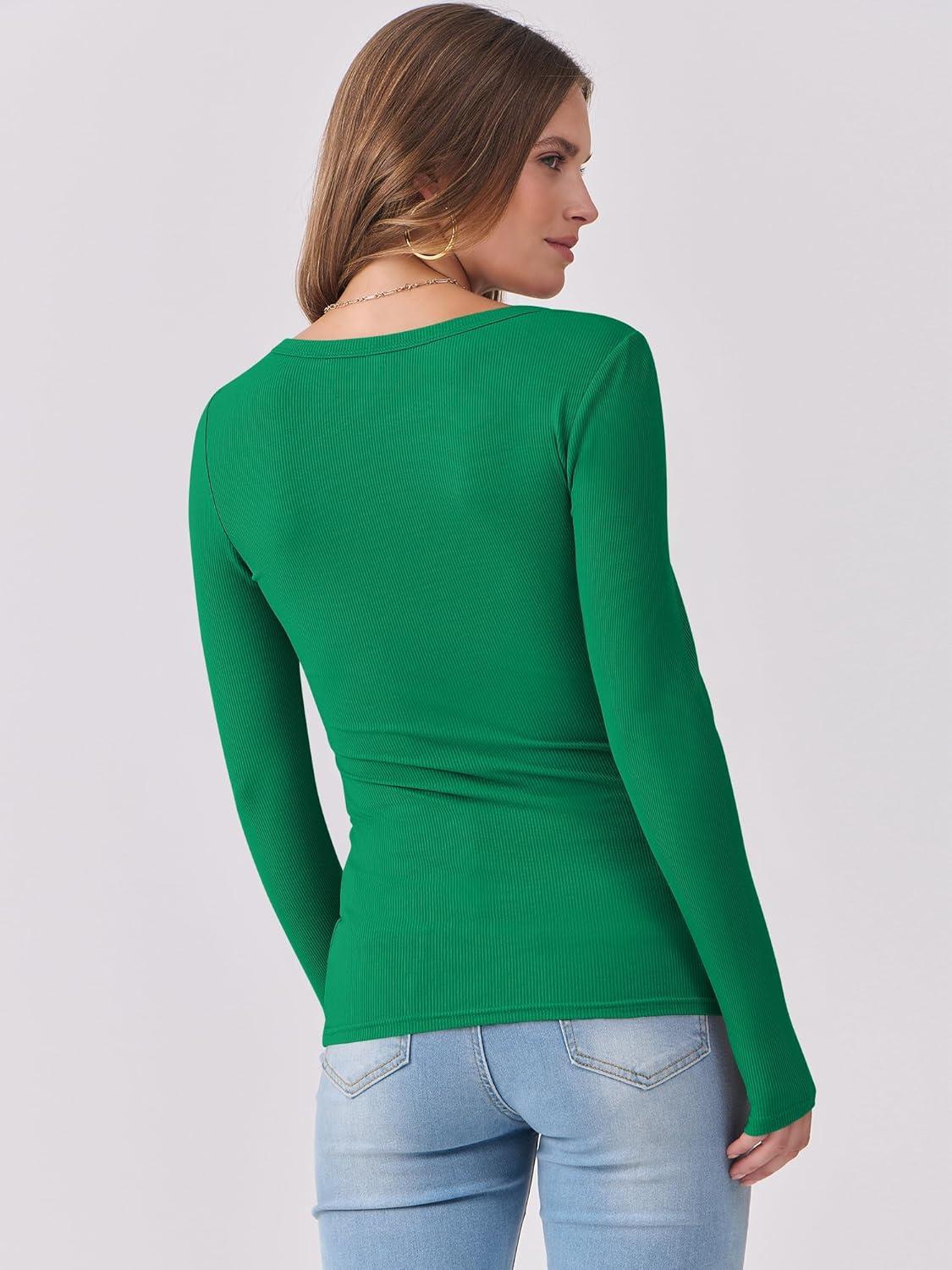 imageANRABESS Womens Long Sleeve Shirts Scoop Neck Ribbed Knit Slim Fitted Tops Casual Basic Tee 2025 Fall Fashion Outfits ClothesGreen