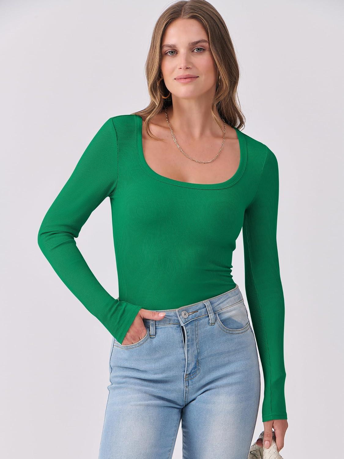 imageANRABESS Womens Long Sleeve Shirts Scoop Neck Ribbed Knit Slim Fitted Tops Casual Basic Tee 2025 Fall Fashion Outfits ClothesGreen