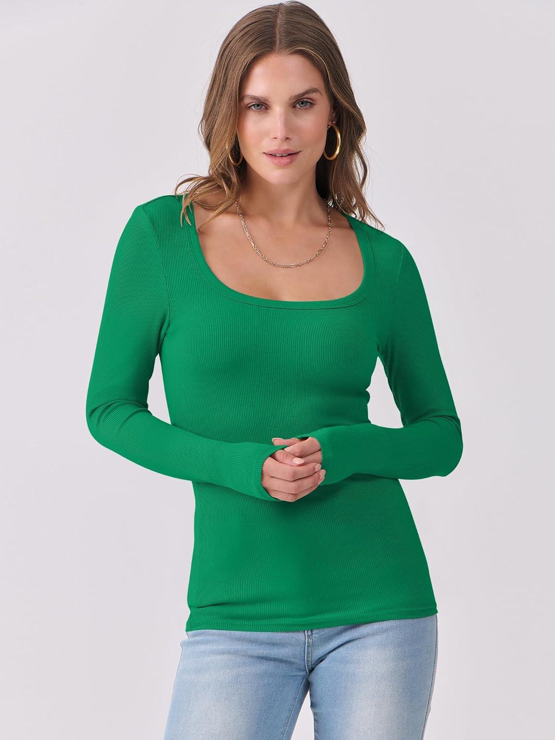 imageANRABESS Womens Long Sleeve Shirts Scoop Neck Ribbed Knit Slim Fitted Tops Casual Basic Tee 2025 Fall Fashion Outfits ClothesGreen