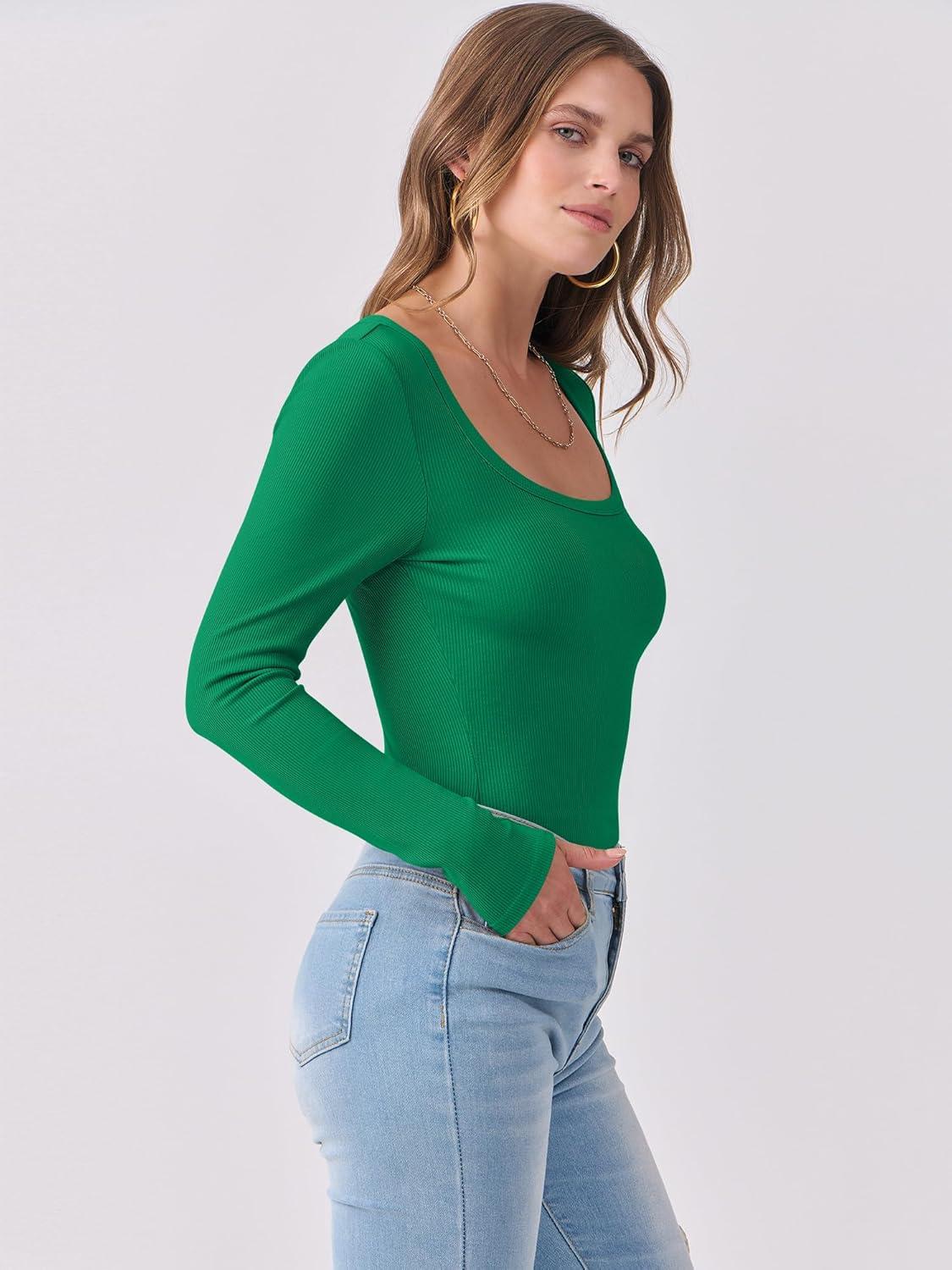 imageANRABESS Womens Long Sleeve Shirts Scoop Neck Ribbed Knit Slim Fitted Tops Casual Basic Tee 2025 Fall Fashion Outfits ClothesGreen